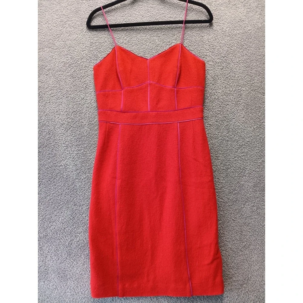 Banana Republic Red Piped Corset Wool Lined‎ Cocktail Sheath Dress Sz 6 Coquette
